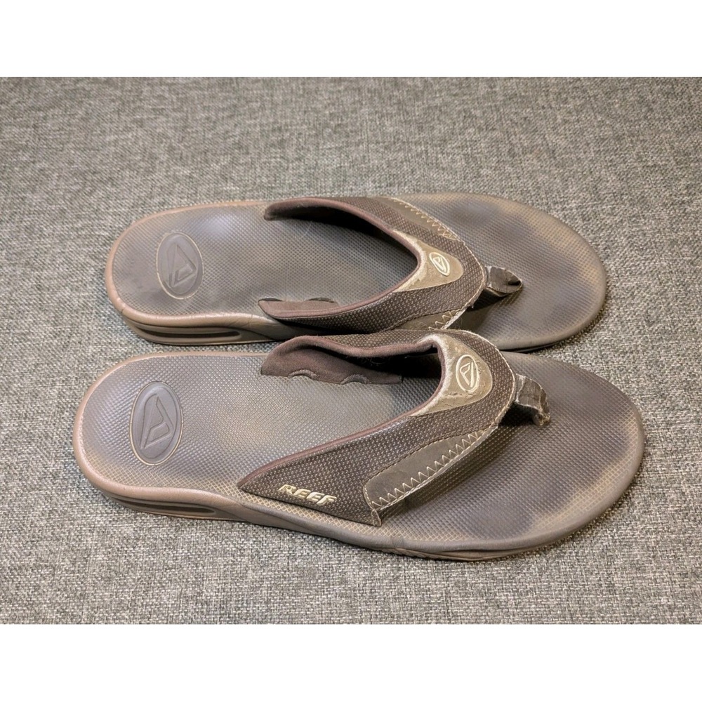 REEF TWO-TONE BROWN FLIP FLOP SANDALS BOTTLE OPENER MENS SIZE 11 SURF SLIP ONS